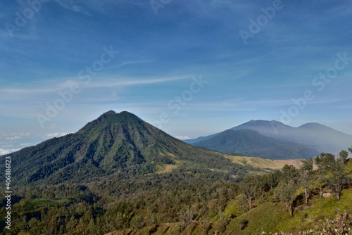 Beautiful Sunday Morning at the top of Mount Ijen Banyuwangi Indonesia.