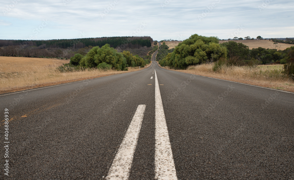 Kangaroo Island rural road South Australian landscape in remote area.