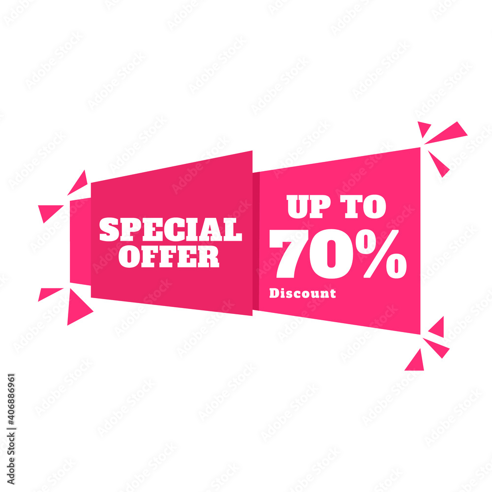 Sale discount tag. Special offer price sign, Discount 70% OFF