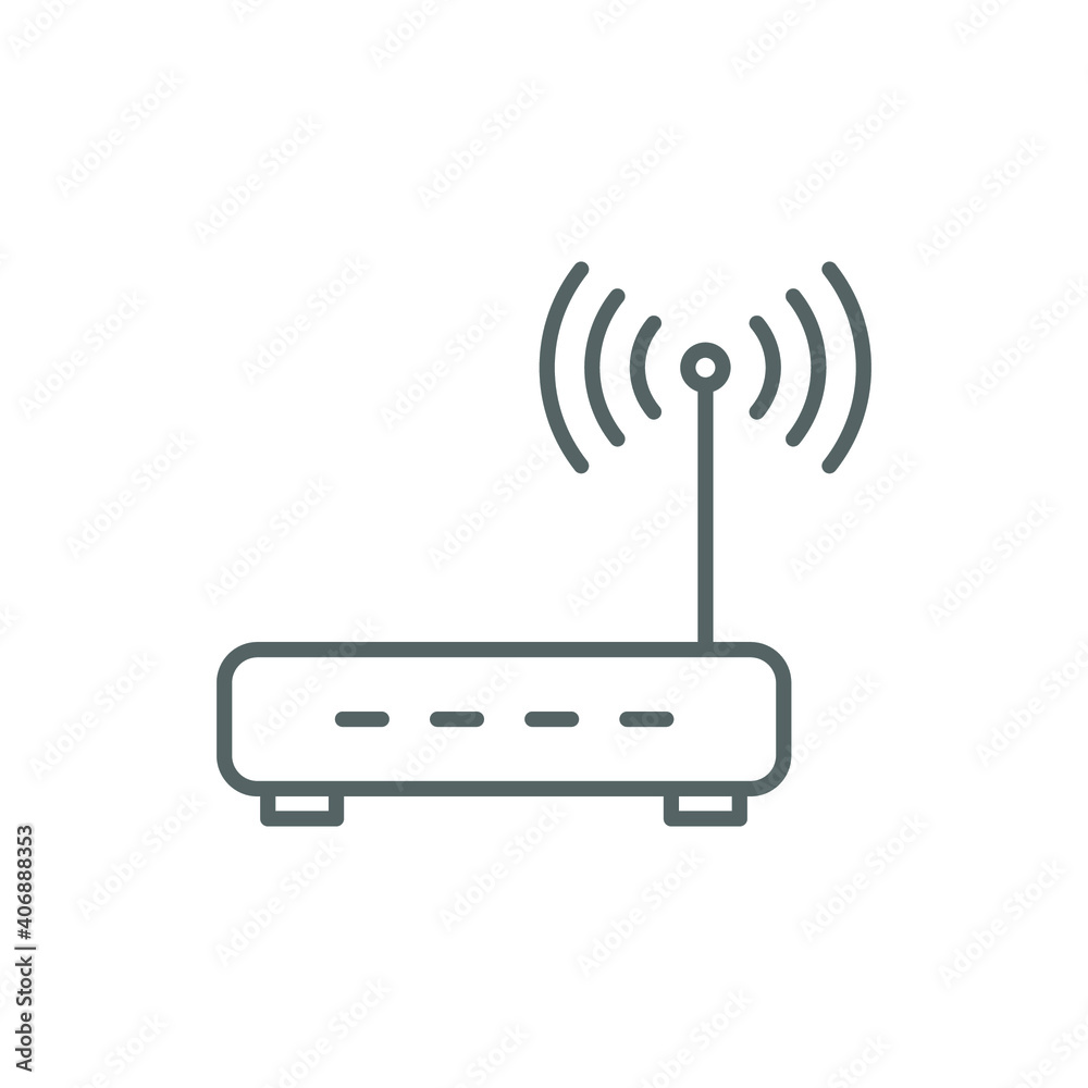 Simple router icon. Line style for web template and app. Broadband, modem, woreless, vector illustration design on white background. EPS 10 Simple router icon. Line style for web template and app. Broadband, modem, woreless, vector illustration design on white background. EPS 10