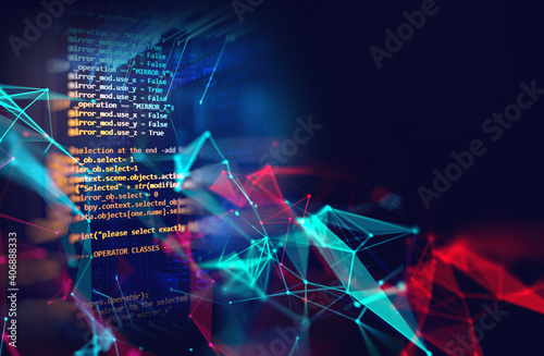 Programming code abstract technology background of software developer and  Computer script 3d illustration photo