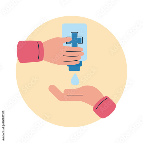 covid 19 prevention, disinfect hands with antibacterial gel avoid spread coronavirus