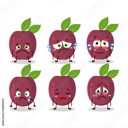 Passion fruit cartoon character with sad expression