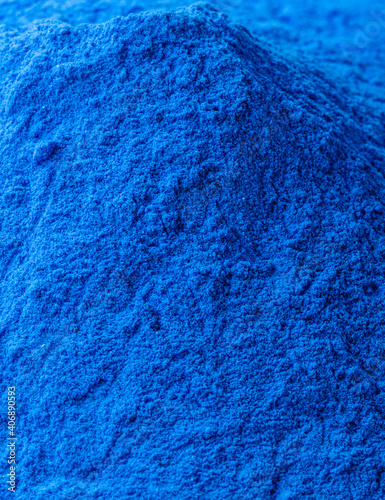 Copper sulfate, a chemical compound, works as an algaecide. Used in swimming pools, agriculture and gardening use the mineral compound a lot to avoid fungal infestations in crops photo