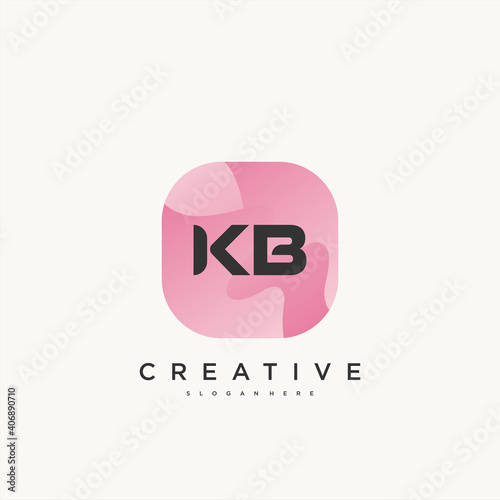 KB Initial Letter logo icon design template elements with wave colorful art