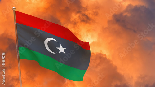 libya flag on pole