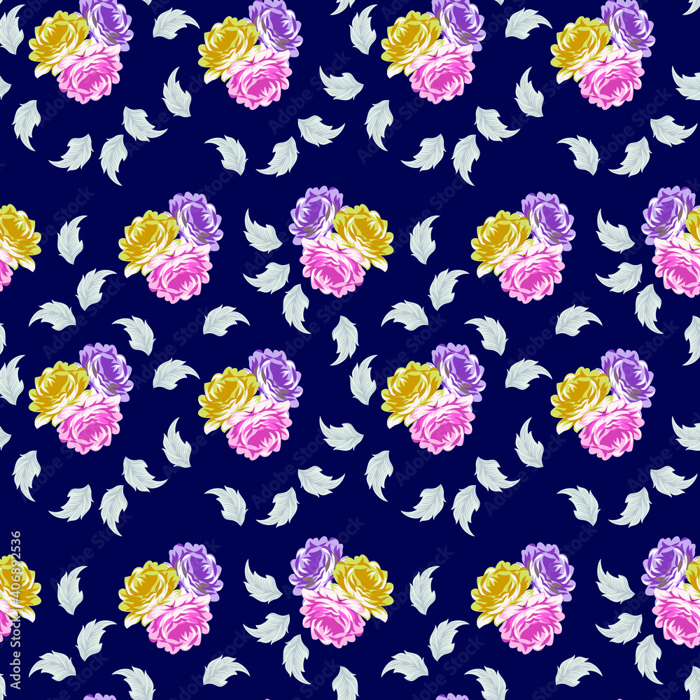 Fototapeta premium seamless small vector flower design pattern on background