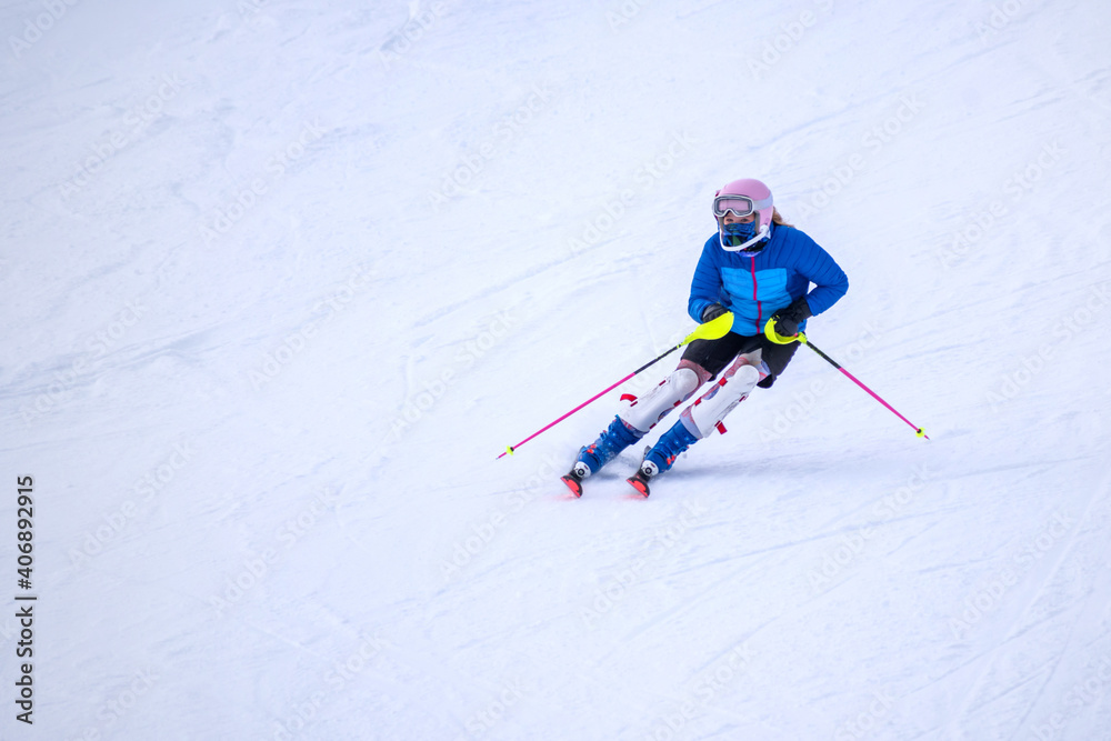 People are having fun in downhill skiing and snowboarding	