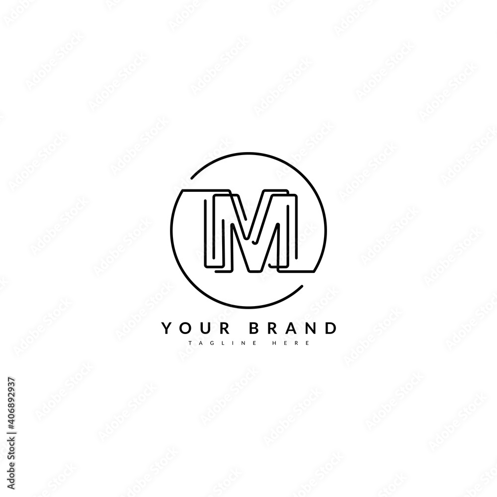 M initial minimalist line logo. MM monogram letter for company and business logo.