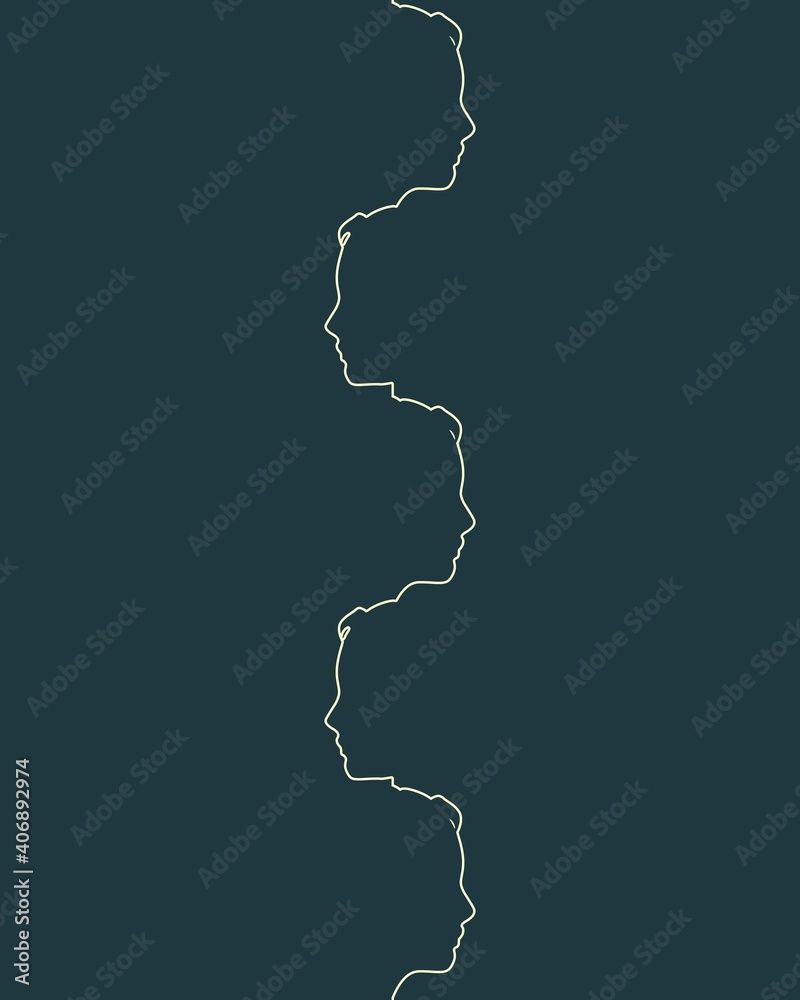 Abstract people icons. Diversity between humans metaphor. Thin line silhouettes