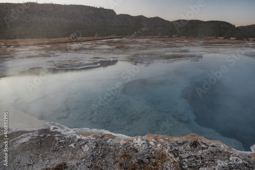 hot springs and geysers at yellowstone national park