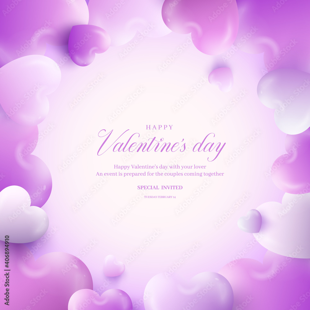 Happy Valentine's Day. Background with Realistic Hearts. Happy Valentine's Day. Background with Realistic Hearts.