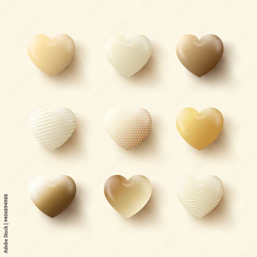 Obraz premium Happy Valentine's Day. Background with Realistic Hearts.