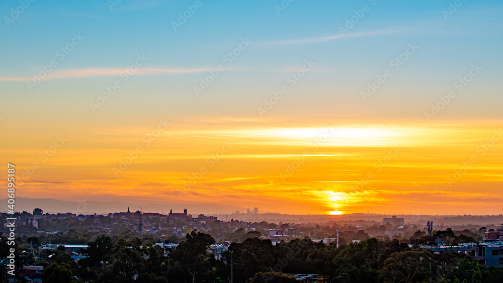 Melbourne suburbs, from Brunswick looking towards the east during an early morning sunrise