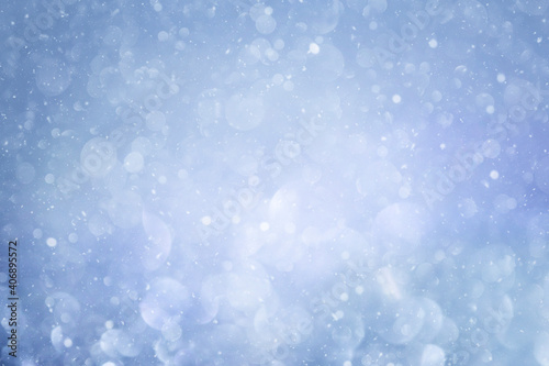 blue defocus background with bokeh and snow