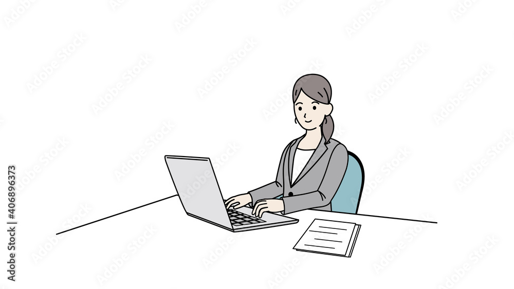 パソコンで作業をする 女性 仕事 OL 会社員 パソコンで作業をする 女性 仕事 OL 会社員