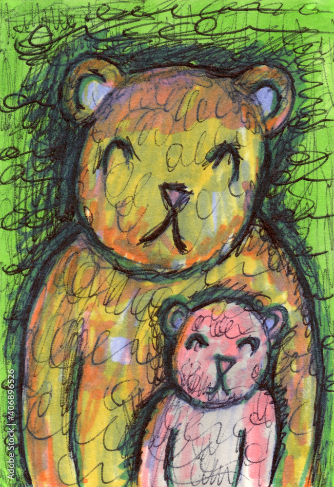 Big and Little Teddy Bears Doodles