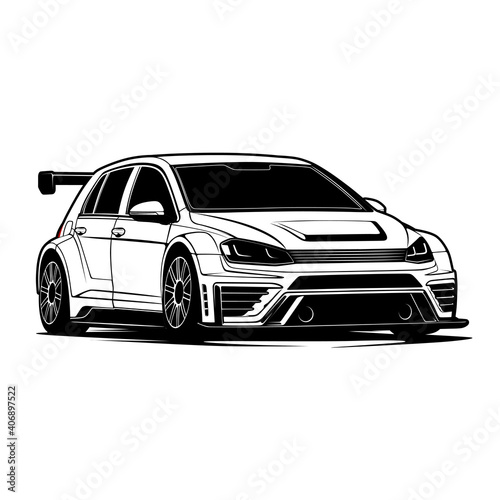 Black And White Car Illustration