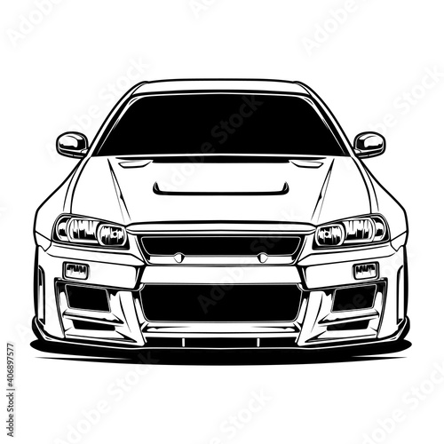 Black And White Car Illustration