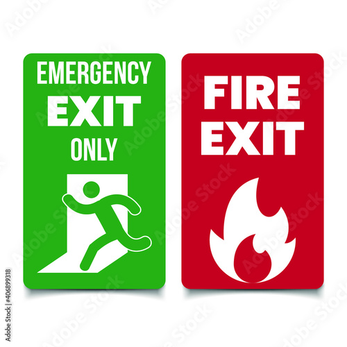 Vector emergency exit sign. Fire exit sign. Eps10 vector illustration.