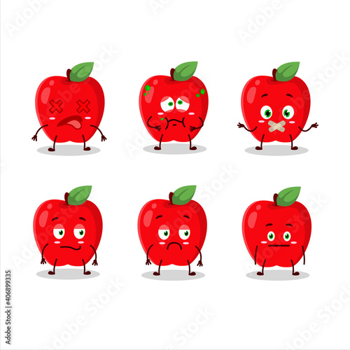 New red apple cartoon character with nope expression