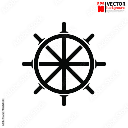Ship steering icon template color editable. Rudder symbol vector sign isolated on white background. Simple logo vector illustration for graphic and web design. Eps10 vector illustration.