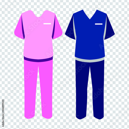 Men and women's medical blouse and pants. Work clothes. Eps10 vector illustration.