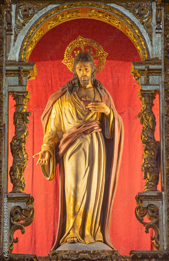MALAGA, SPAIN - MAY 31, 2015: The baroque carved polychrome statue of Jesus in Cathedral by maestro de Becerril form 16. cent.