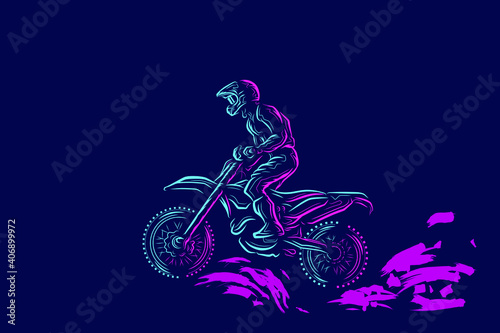 Fotografie Motocross bike rider Line Pop Art logo