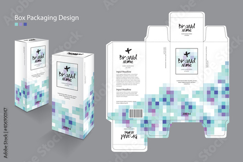 Packaging Box, Packaging design Template for medicine, cosmetic, Supplement, spa, Beauty, food, Hair, Skin, lotion, cream. 3d box mock up, medicine packaging box, product design, Geometric background