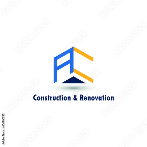 AC Initial letter for home, house, building, construction, architect, renovation, repair logo concept