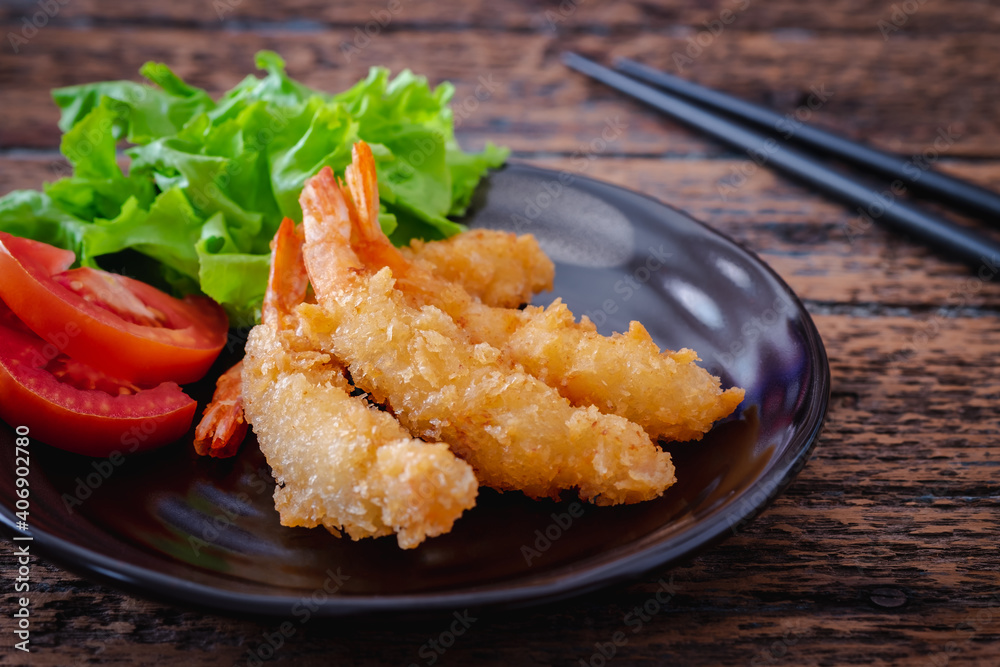 Crispy fried shrimp tempura on plate Crispy fried shrimp tempura on plate