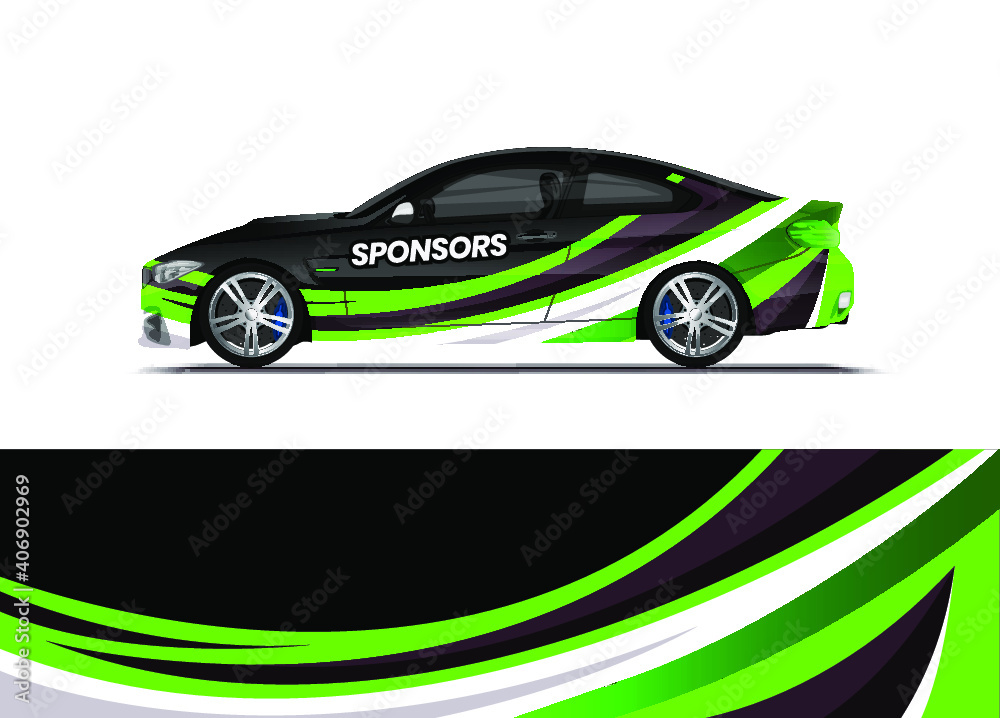 Obraz premium Car decal wrap design vector. Abstract background for vehicle vinyl wrap. Background abstract stripe racing sport graphic designs kit for race car, rally, vehicle, livery and adventure
