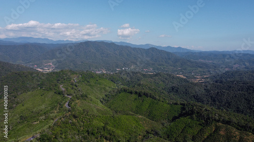 Aerial view mountain landscape from  Bo Kluea, Nan, Thailand