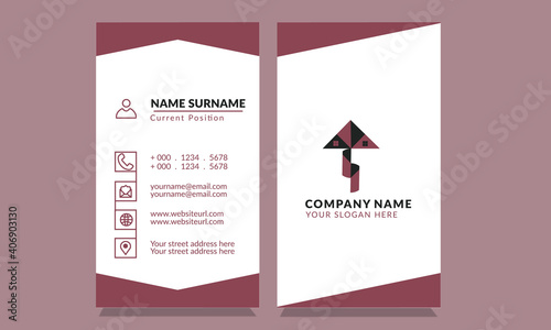 newest creative corporate white, black and maroon colors real estate visiting card and construction of houses.