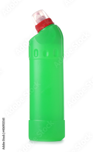 Bottle with detergent on white background