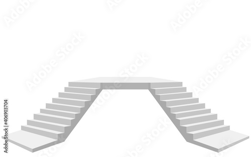 Two-way stairs on the white background