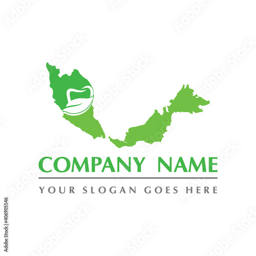 malaysia map and teeth dental care symbol logo vector