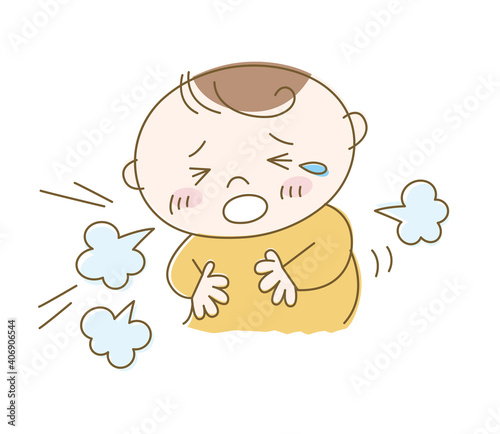 苦しそうに咳をする赤ちゃんのイラスト