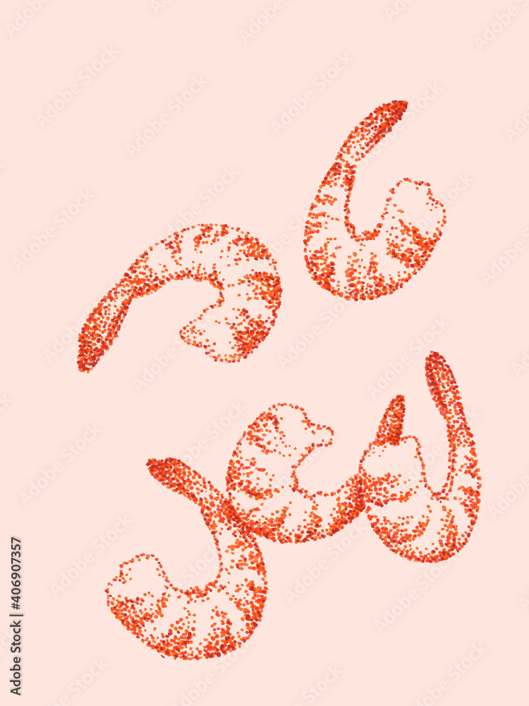 食べ物の点描画(海老) 食べ物の点描画(海老)