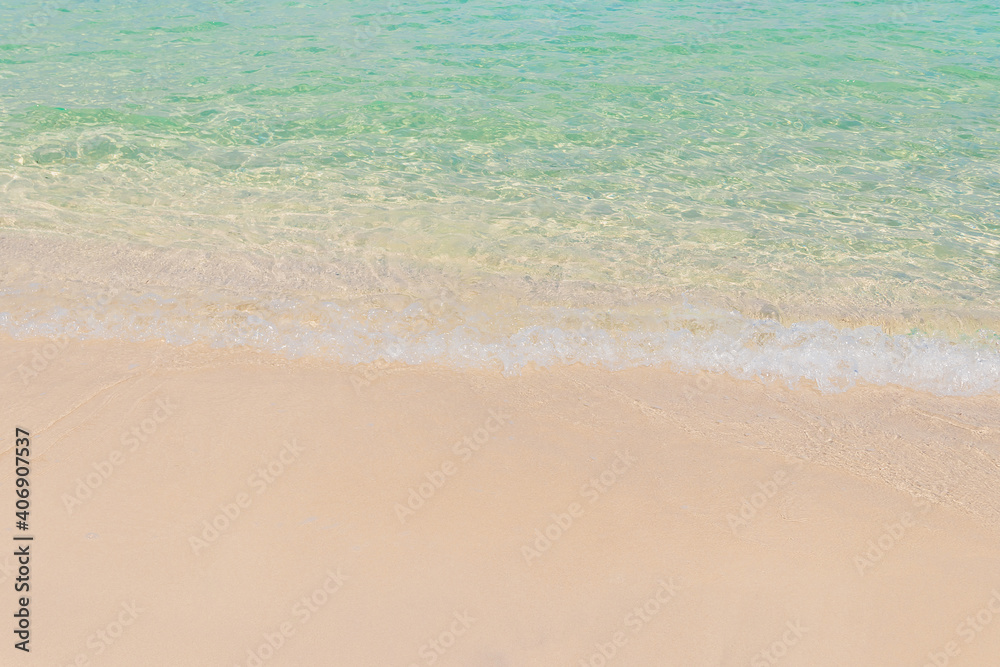 Beautiful Soft Wave Of Blue Ocean On Sandy Beach For Background. Beautiful Soft Wave Of Blue Ocean On Sandy Beach For Background.