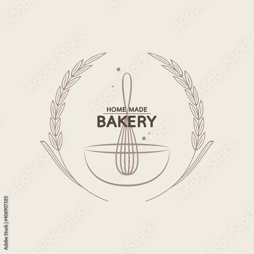Bakery logo design. Bakery sign vector. Whisk logo design.