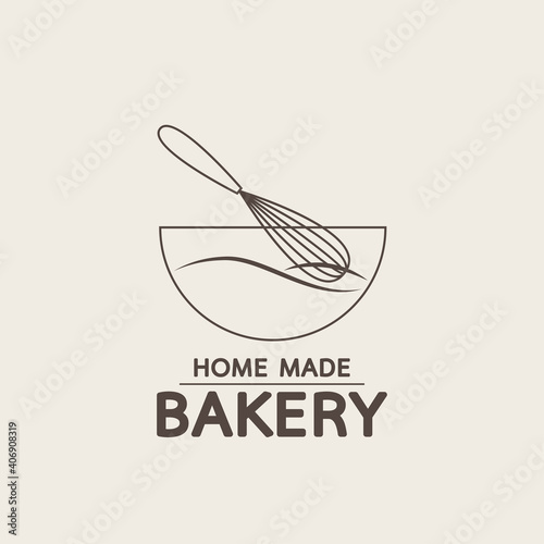 Bakery logo design. Bakery sign vector. Whisk logo design.