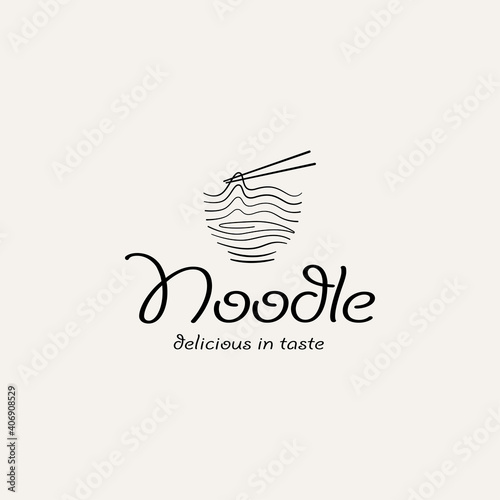 Creative Pasta or noodles logo line art vector illustration