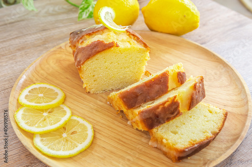 Homemade glazed lemon pound cake