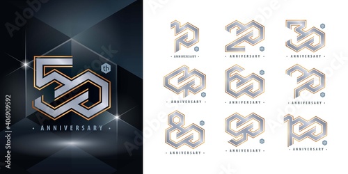 Set of 10 to 100 Anniversary logotype design, Years Celebrate Anniversary Logo