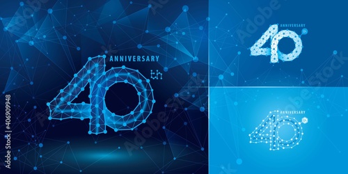Set of 40th Anniversary logotype design, Forty years Celebrating Anniversary Logo