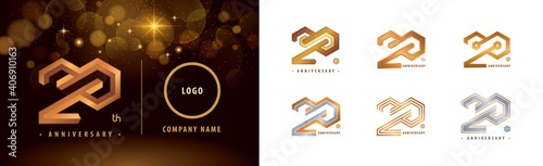 Set of 20th Anniversary logotype design, Twenty years anniversary celebration