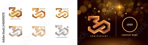 Set of 30th Anniversary logotype design, Thirty years anniversary celebration