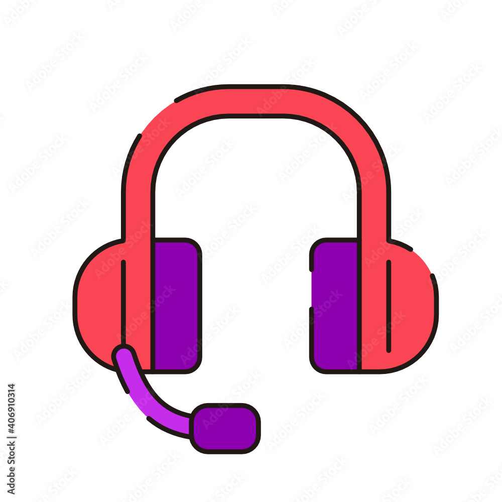 E-commerce and shopping web icon in line style. Headphone headset icon in flat style. E-commerce and shopping web icon in line style. Headphone headset icon in flat style.